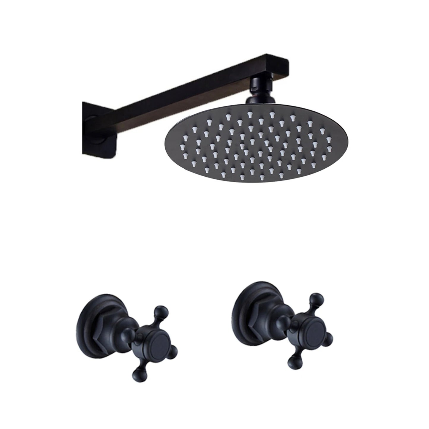 Stainless Steel Shower Faucet Set With Round Rain Shower Head And Mixer Valve
