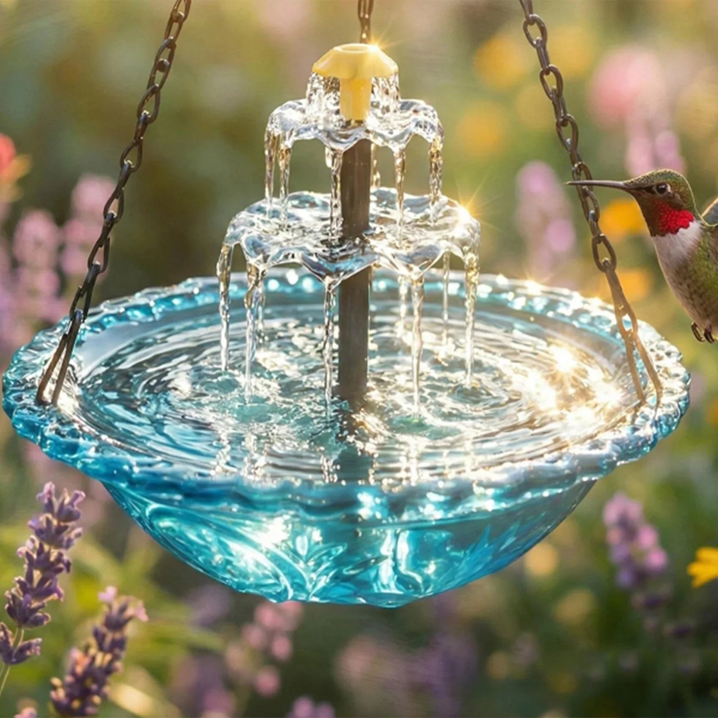 Hanging Solar Bird Bath Fountain With Solar Pump For Garden