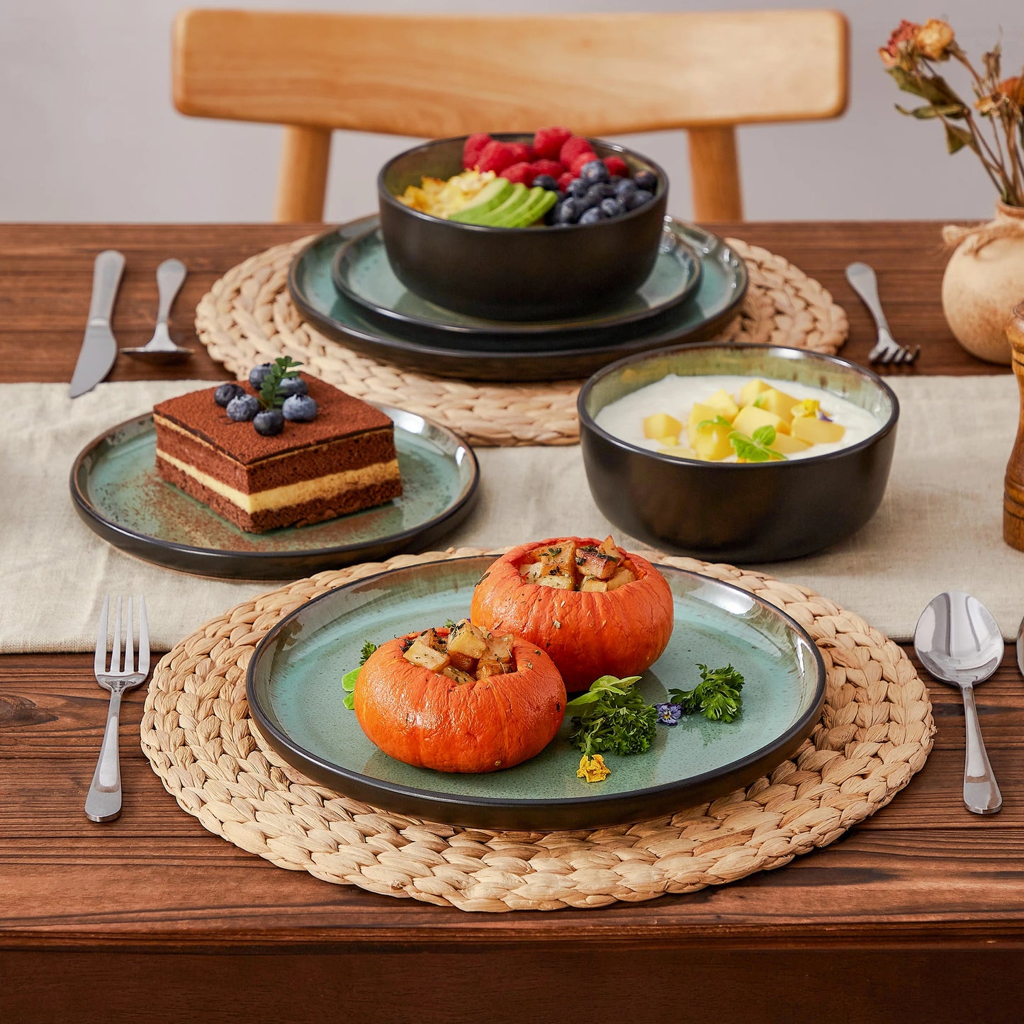 MALACASA Ceramic Dinnerware Set Stoneware Collection