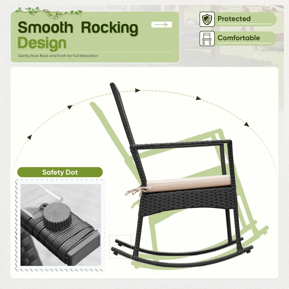 Flamaker Outdoor Furniture Rocking Chair Set For Patio Garden