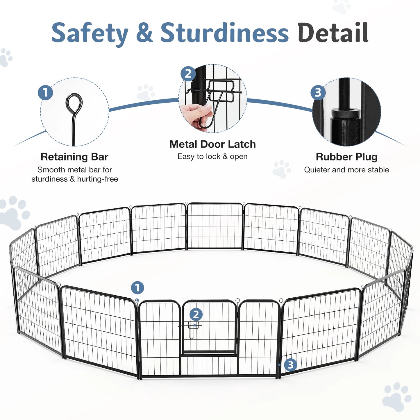 JHK Foldable Dog Playpen Pet Fence For Indoor Outdoor Use