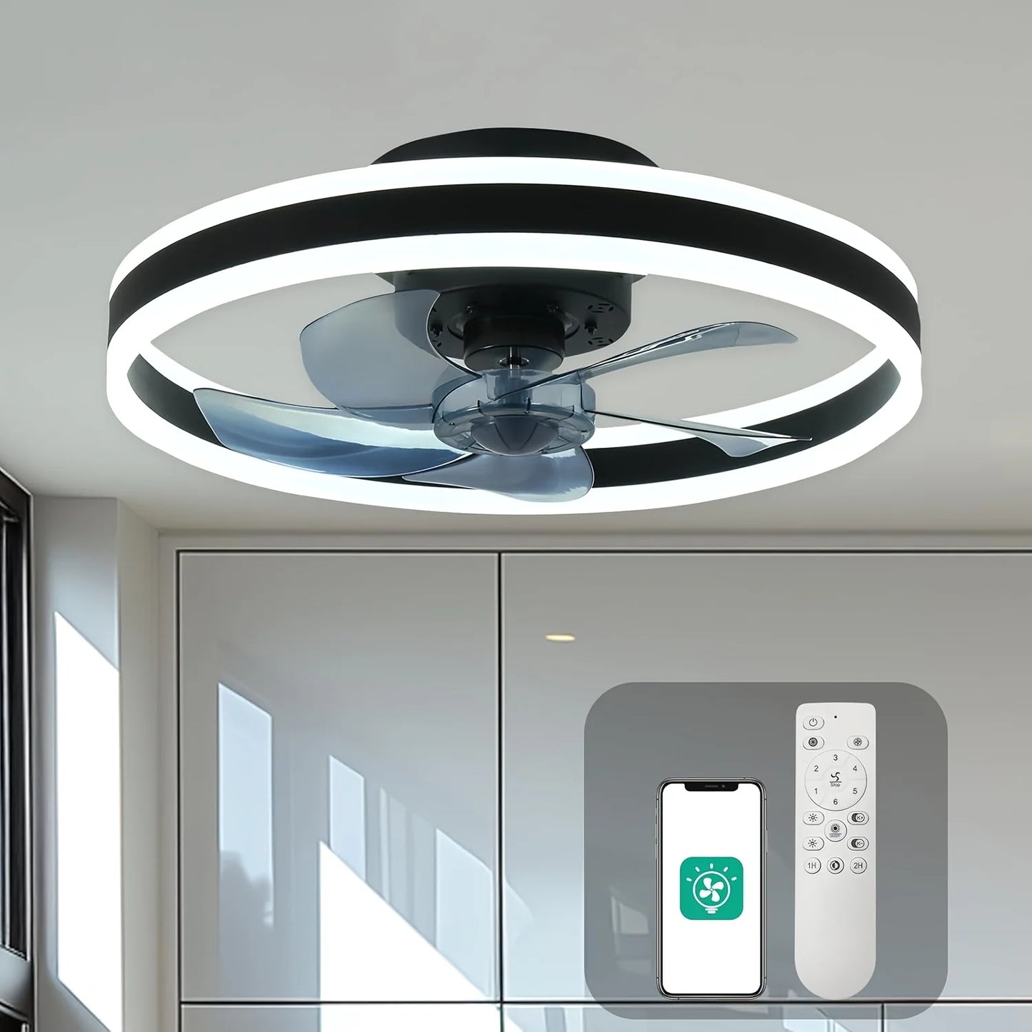 Orison LED Dimmable Ceiling Fan With Remote Flush Mount