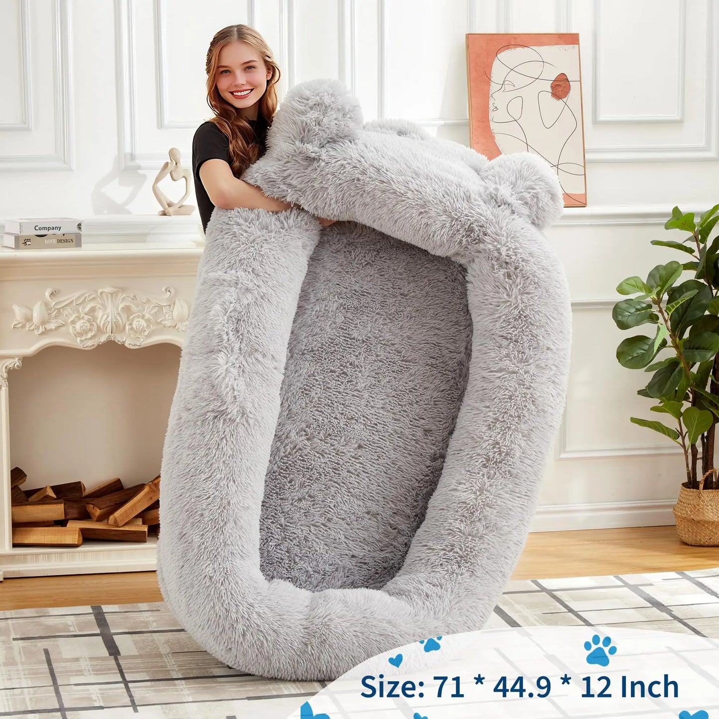 HiMISS Human Dog Bed With Pockets And Removable Cover