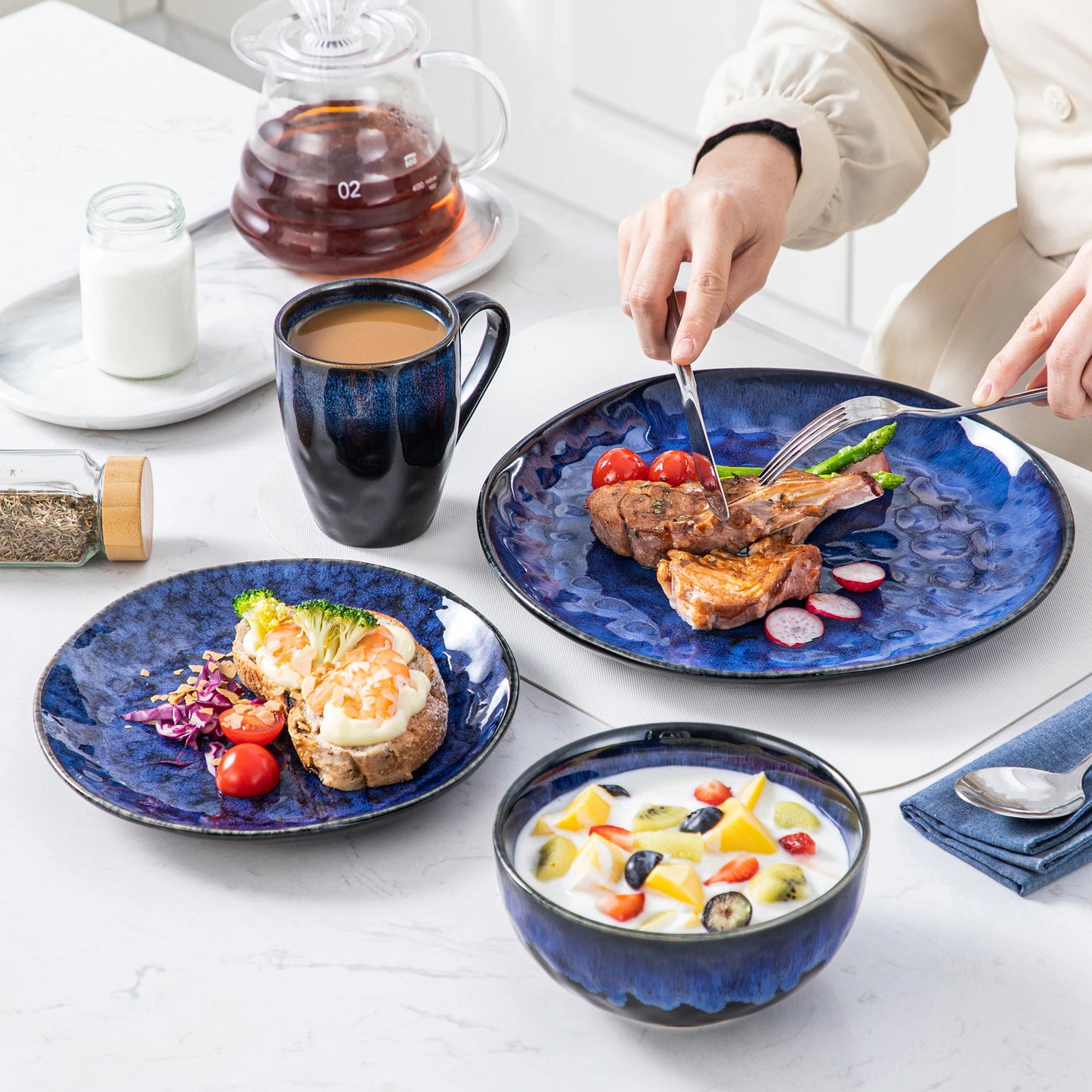 MALACASA Starry Dinner Set Microwave Safe Dinnerware Collection