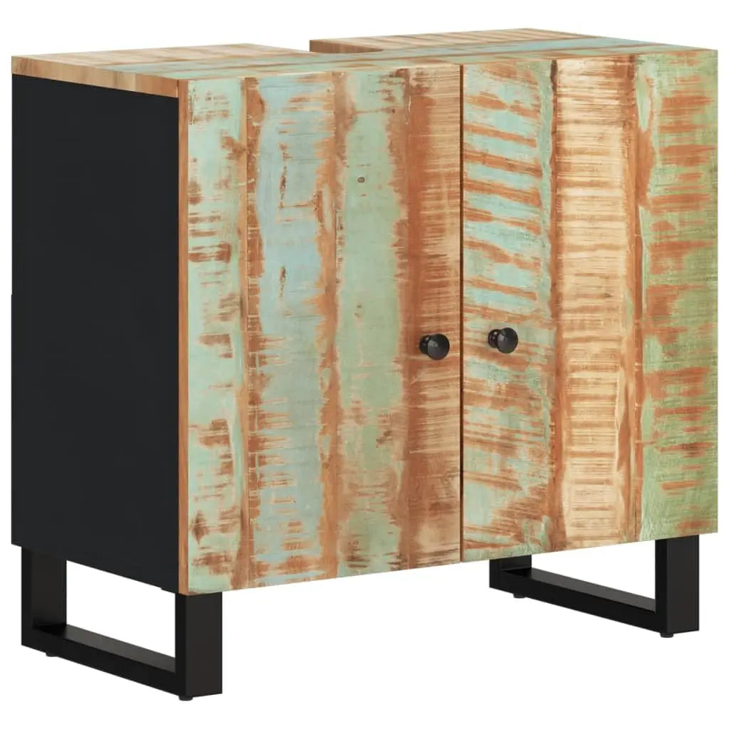 Rustic Reclaimed Wood Farmhouse Bathroom Vanity Set With Mirror