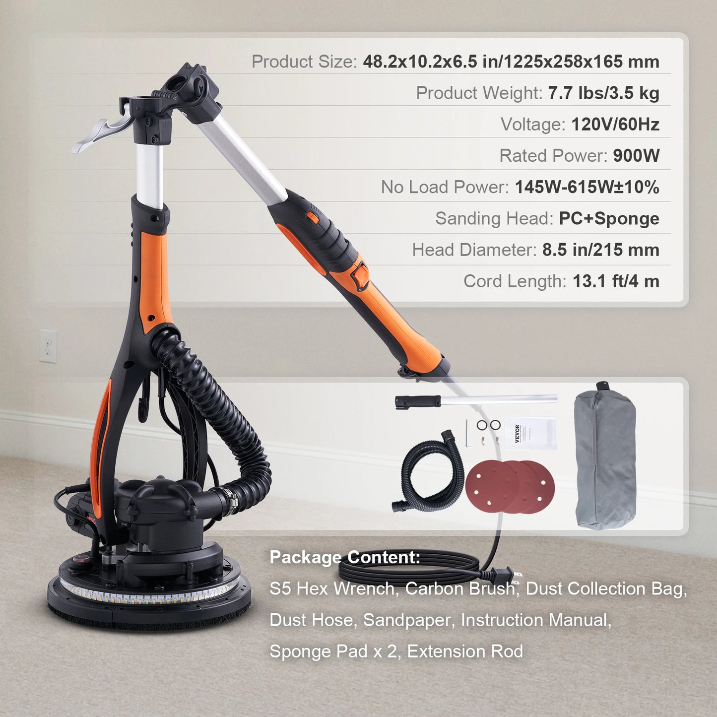 SucceBuy 850W Drywall Sander With Self Suction Handle