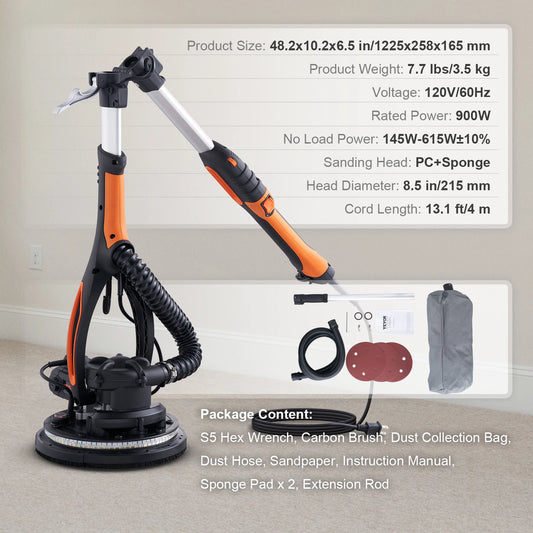 SucceBuy 900W Drywall Sander With Variable Speed And Self Suction