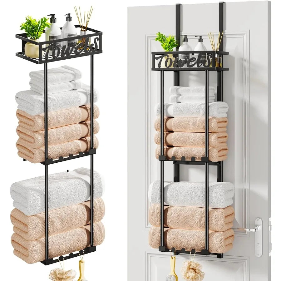 XIUWO Three Tier Over Door Towel Rack Bathroom Storage Organizer