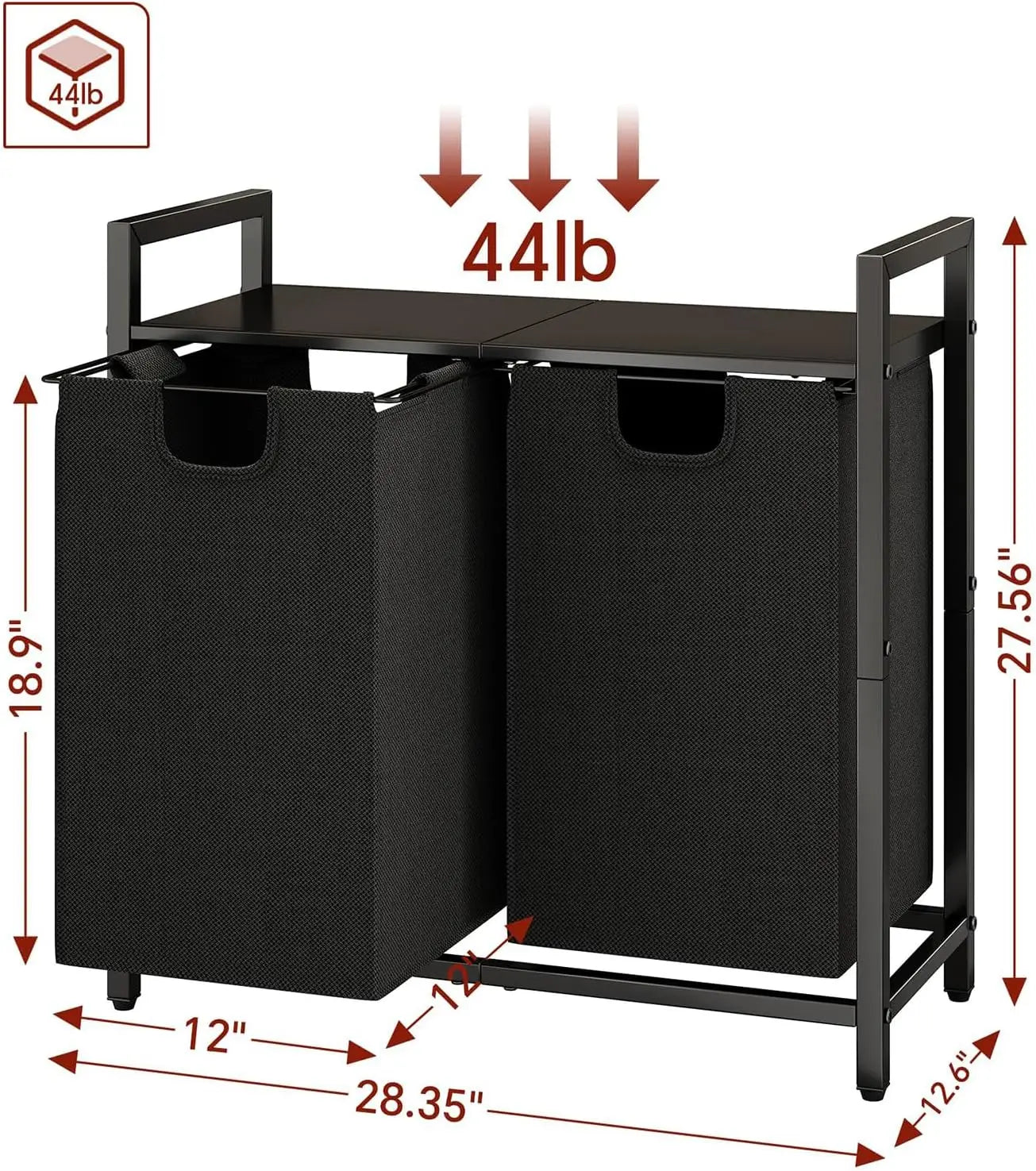 Laundry Basket Organizer With Shelf And Removable Bags