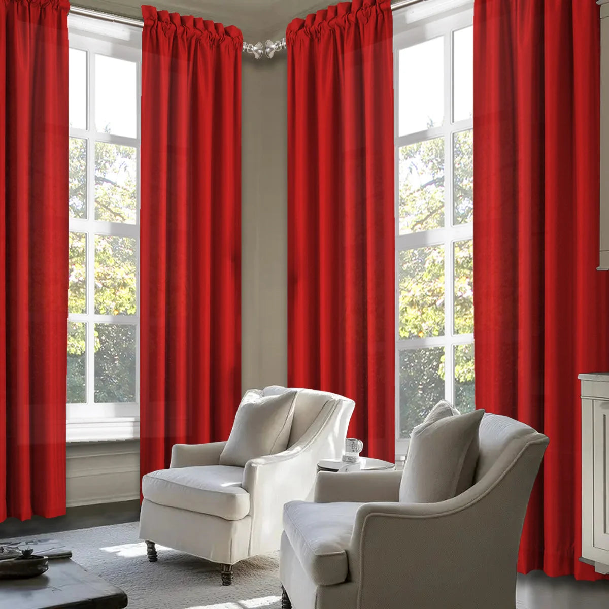 SABALANICA Light Filtering Curtain Set 4 Pieces Rod Pocket Polyester