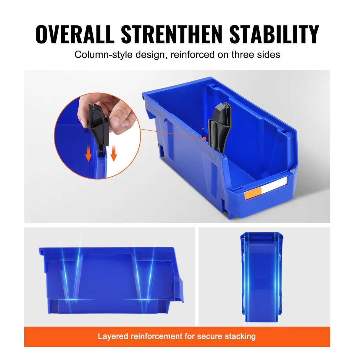 SucceBuy Stackable Plastic Parts Bin Storage Box Organizer Garage Tools