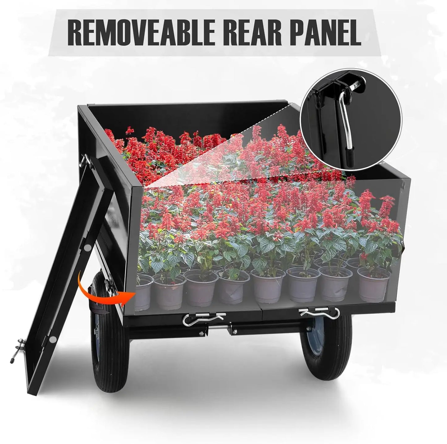 HiMISS 500 Lbs ATV Trailer Dump Cart With Removable Sides