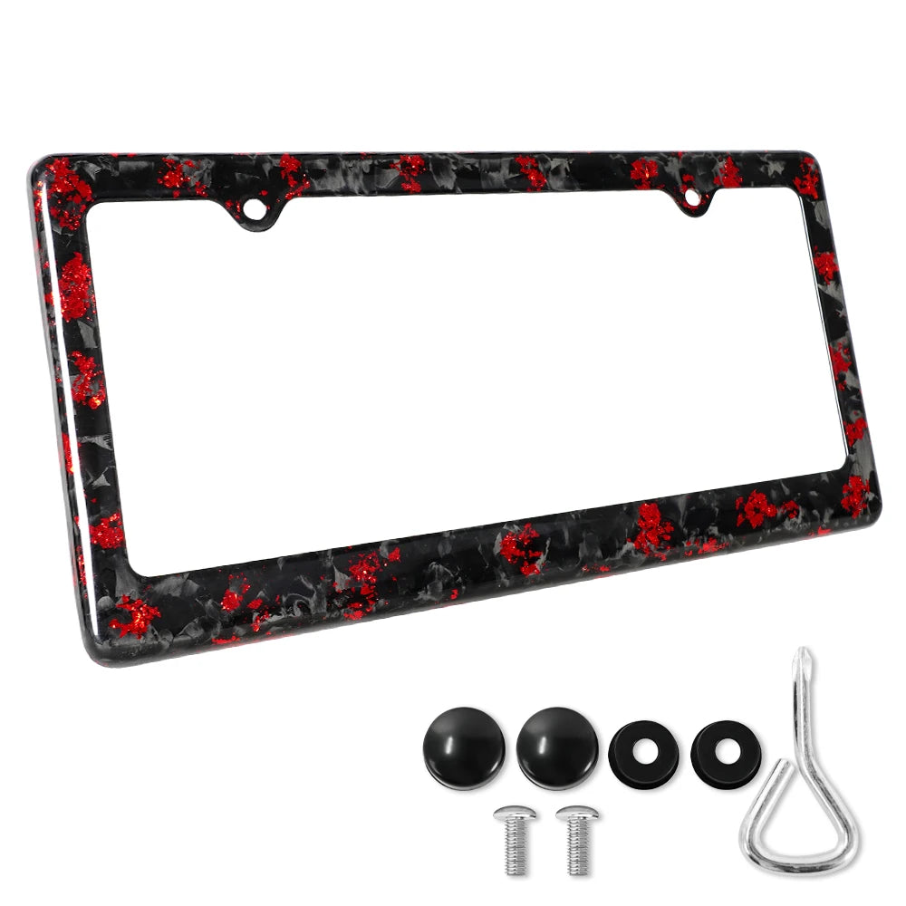 Forged Carbon Fiber License Plate Frame With Screw Caps