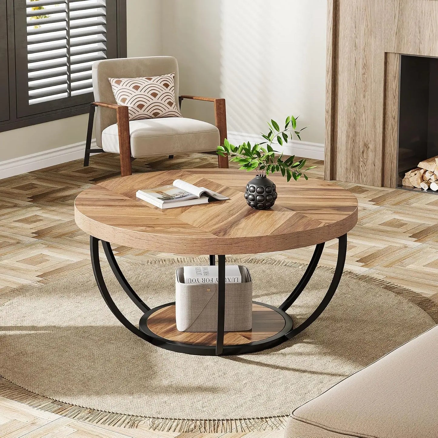 Little Tree Marble Coffee Table With Metal Legs Open Storage