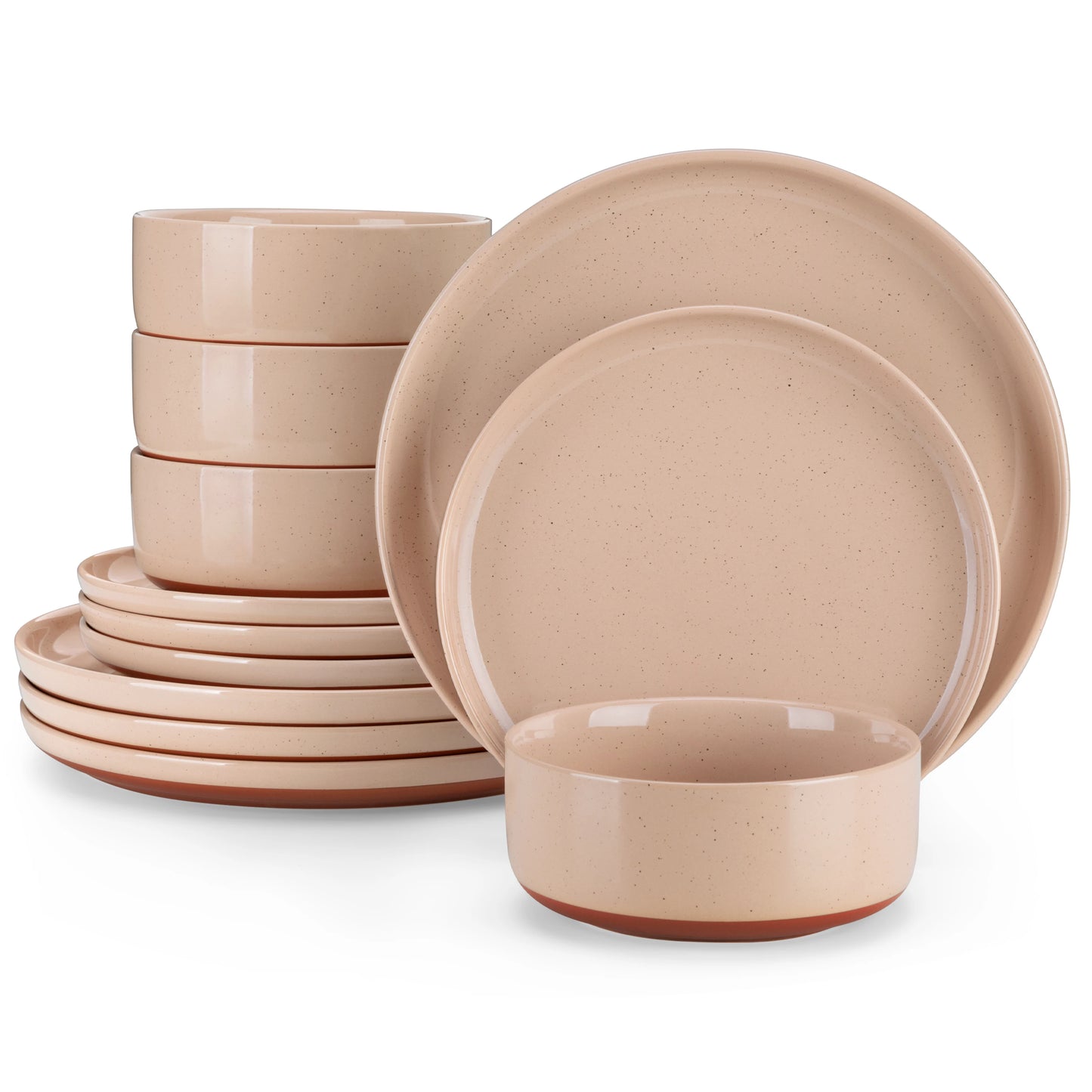 MALACASA Tara Stoneware Dinnerware Set With Curved Edge