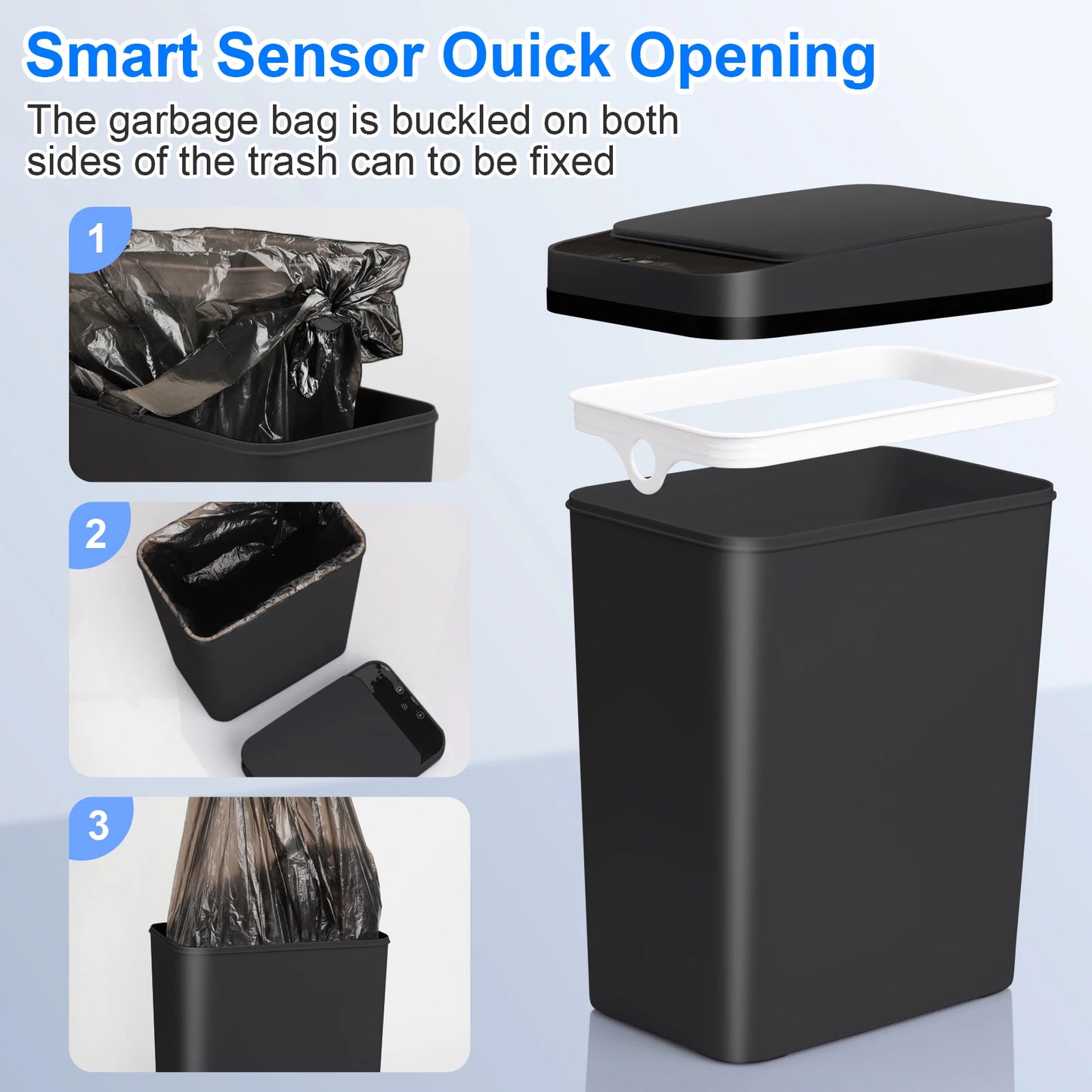 2 Pack Touchless Motion Sensor Bathroom Trash Cans