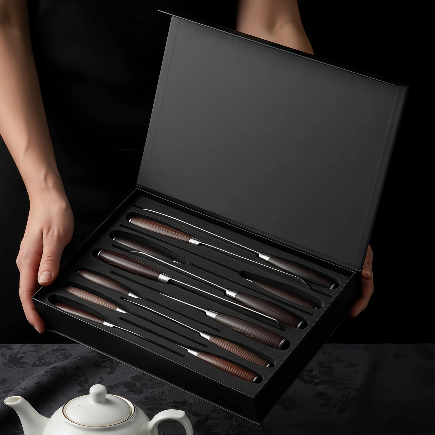 Professional 12 Piece Kitchen Knife Set With Damascus Pattern Stainless Steel