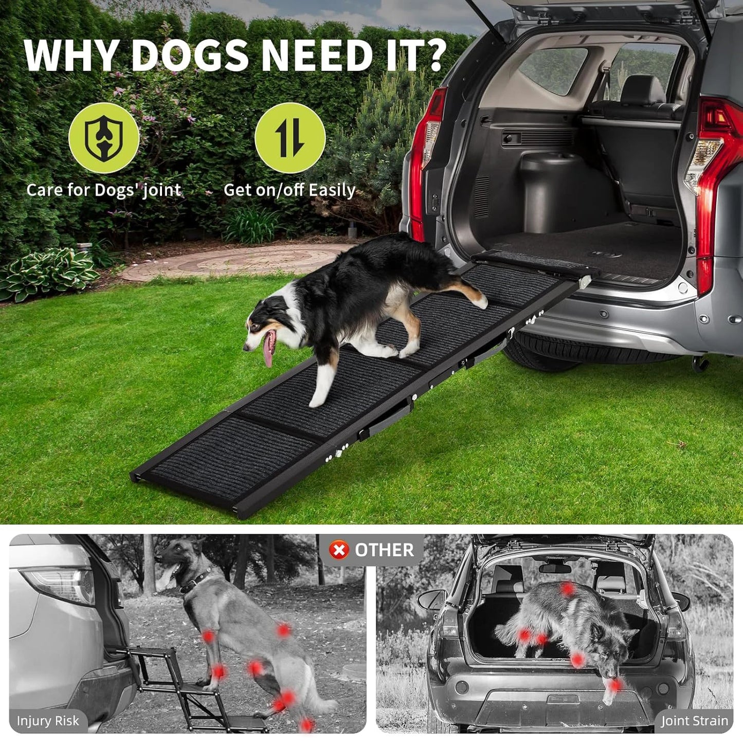 HiMISS Upgraded Dog Ramp for Cars with Non Slip Surface