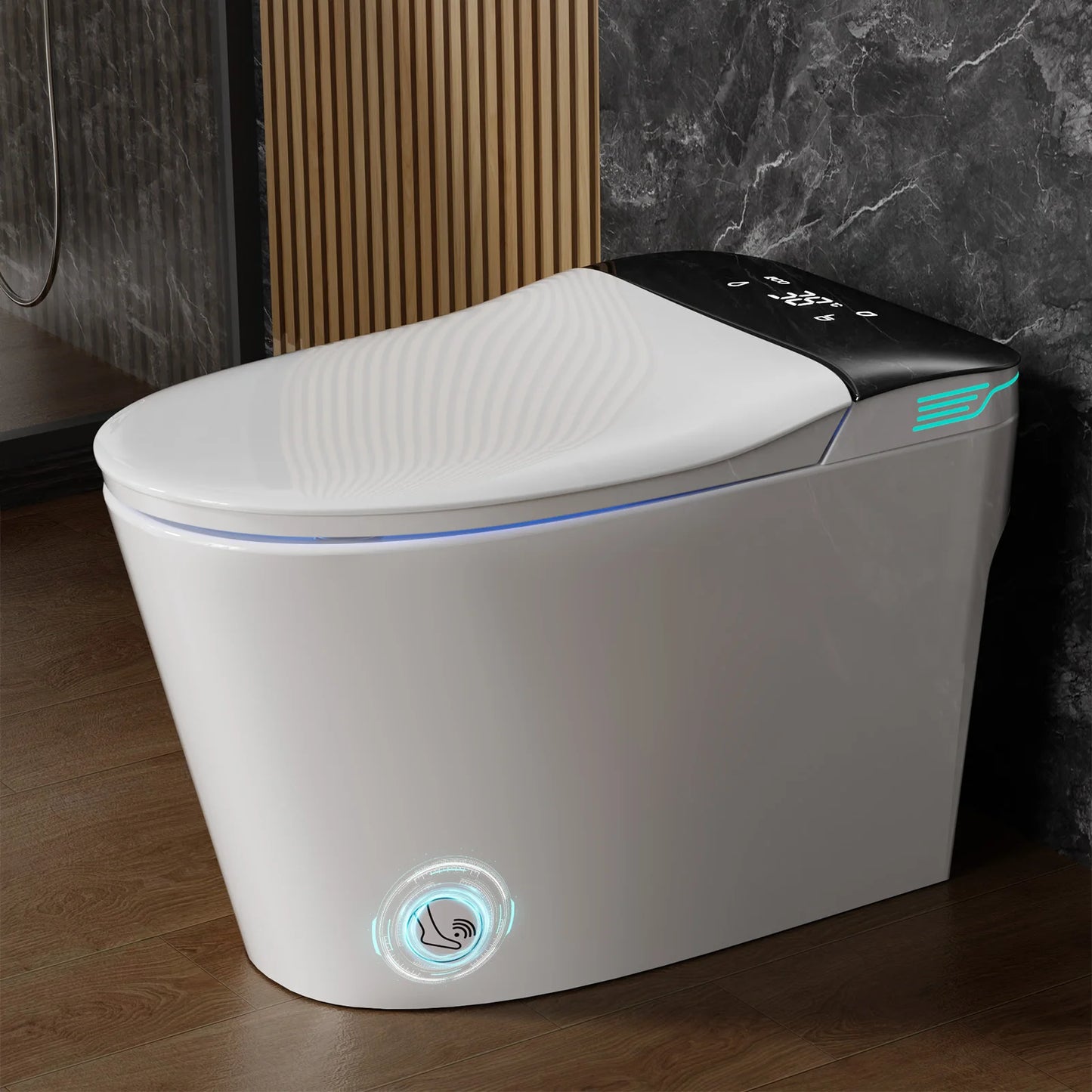 Elongated Smart Toilet With Bidet And Voice Control