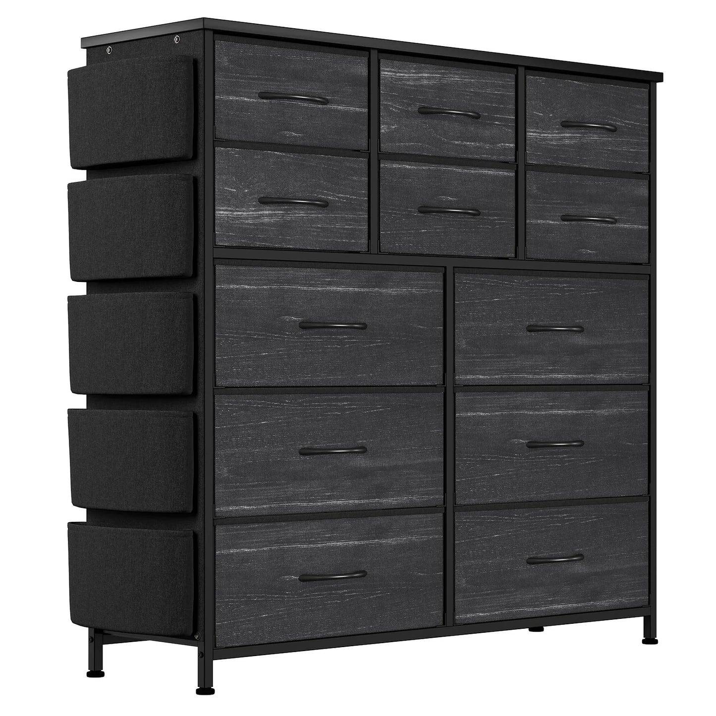 HiMISS Fabric Storage Dresser With Metal Frame And Wood Top