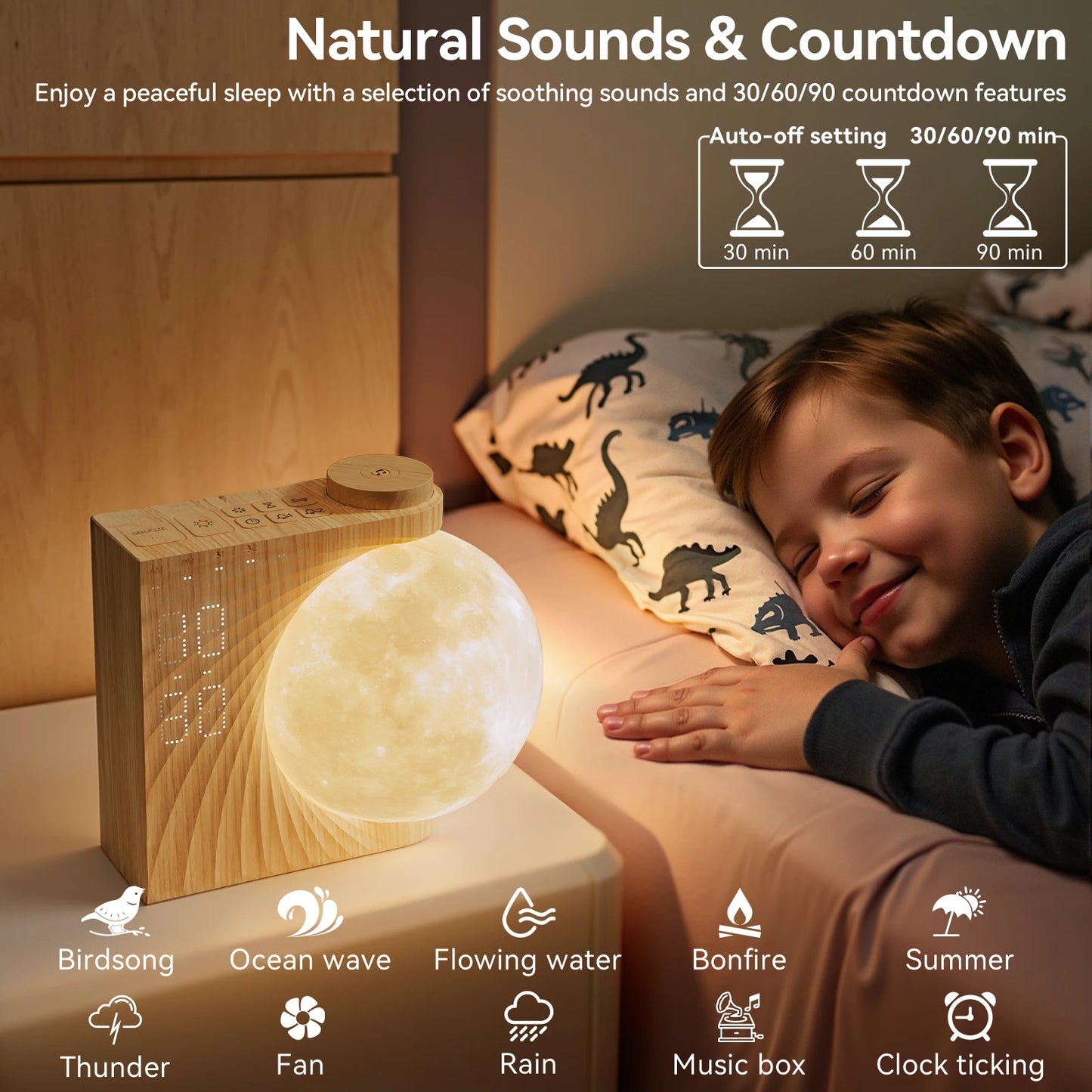 RETEYUNG Sunrise Alarm Clock For Heavy Sleepers With Moon Lamp