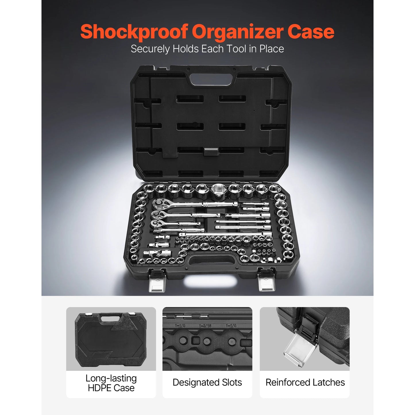 SucceBuy 86 Piece Socket Set With Ratchet Wrench SAE Metric