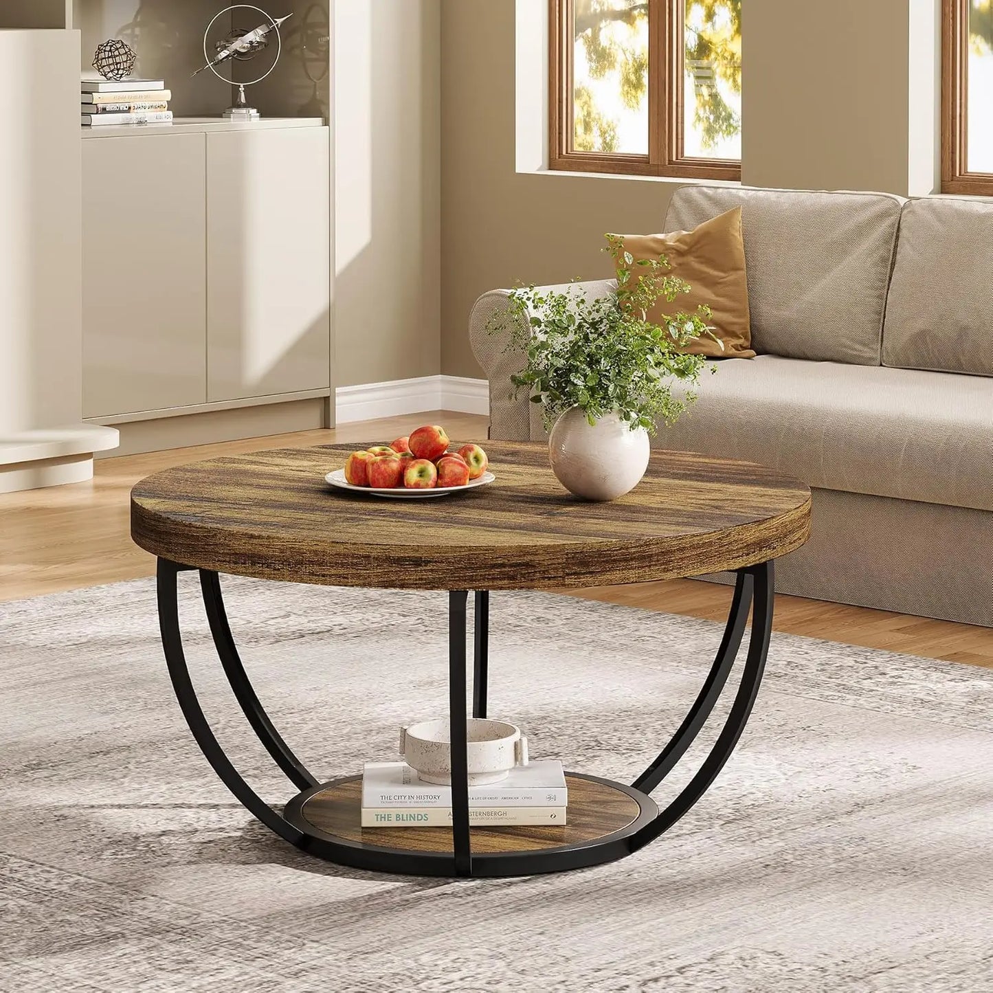 Little Tree Marble Coffee Table With Metal Legs Open Storage