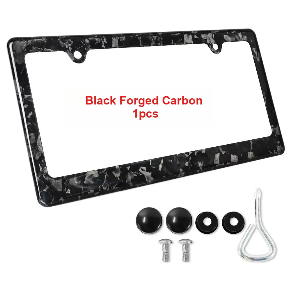 Forged Carbon Fiber License Plate Frame With Screw Caps