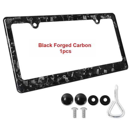 Forged Carbon Fiber License Plate Frame With Screw Caps