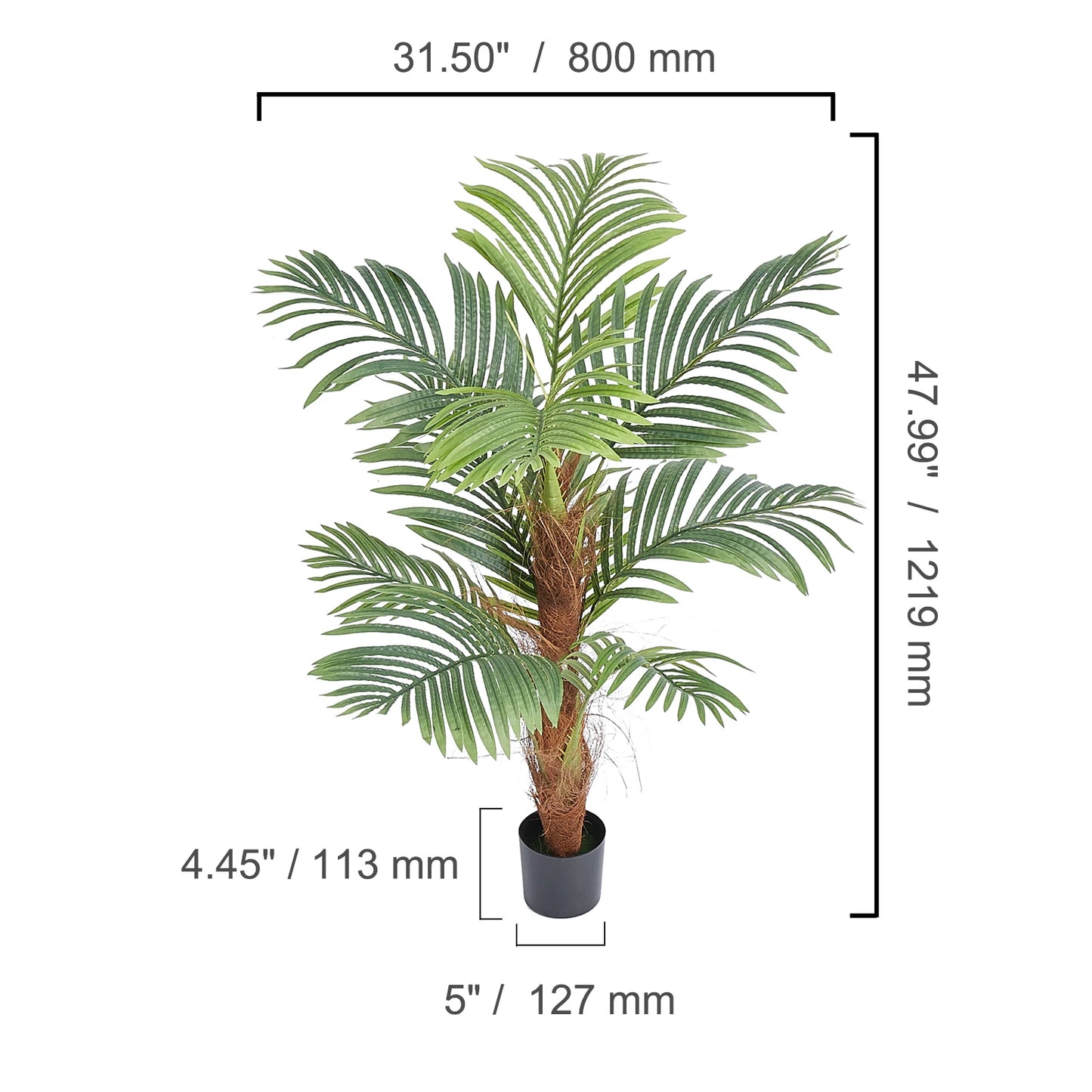 SucceBuy Artificial Palm Tree Low Maintenance Faux Plant With Tilt Protection