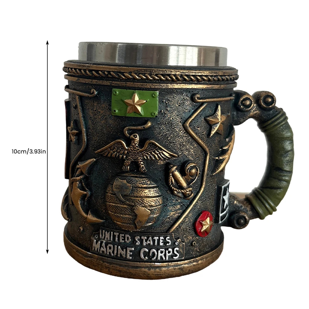 American Commemorative Mug Decorative 3D Relief For Veterans Marine Corps