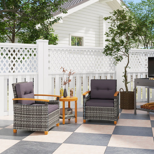 Wicker Patio Bistro Set 3 Pieces With Cushions Outdoor