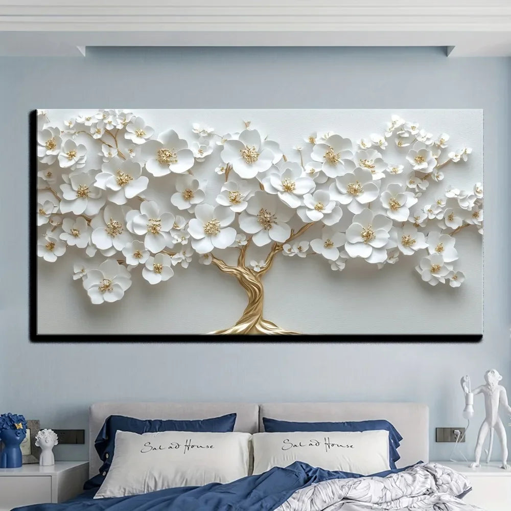 Nordic Flower Oil Painting on Canvas Modern Art Deco