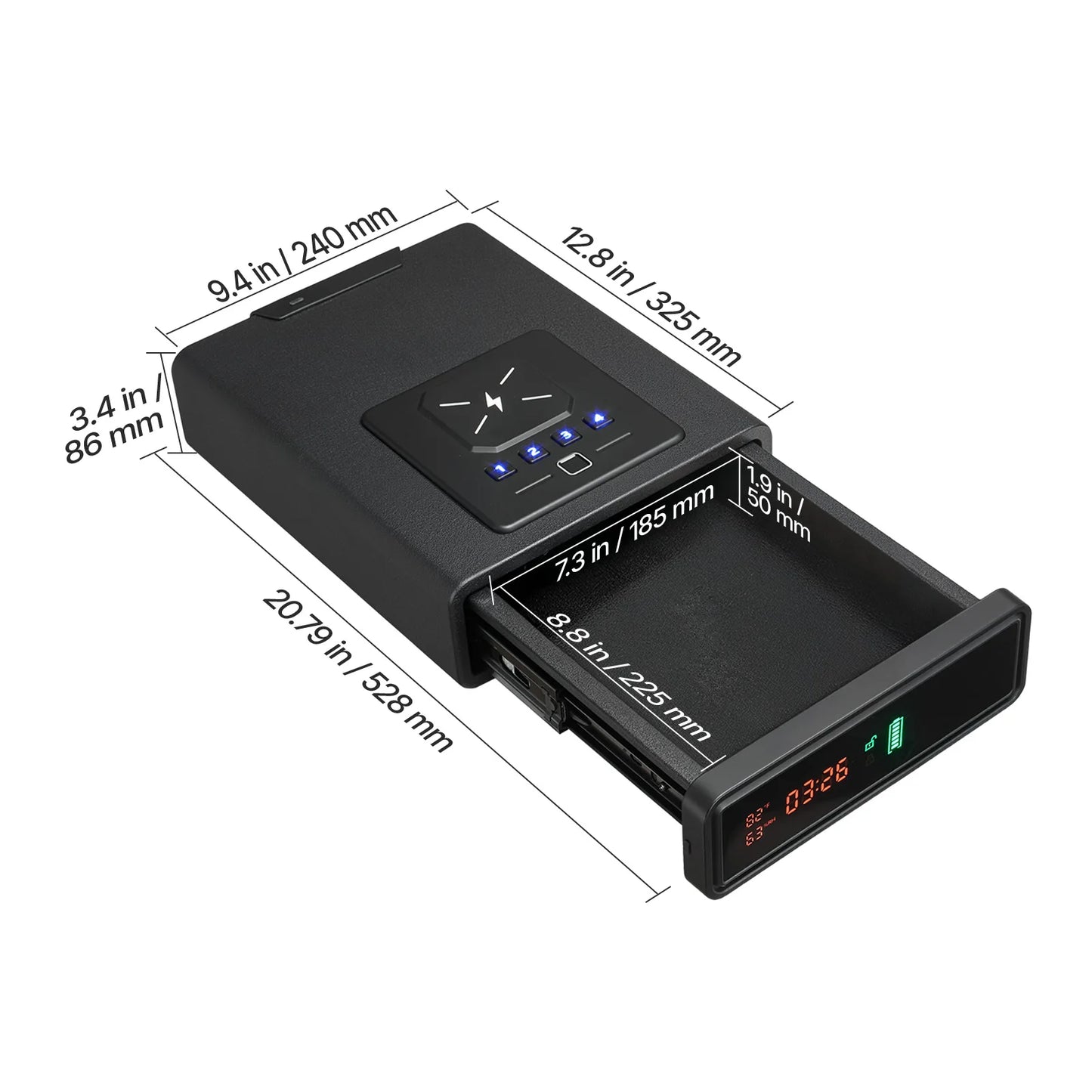 Gun Safe Slider With Biometric Fingerprint 3-Way Access LED