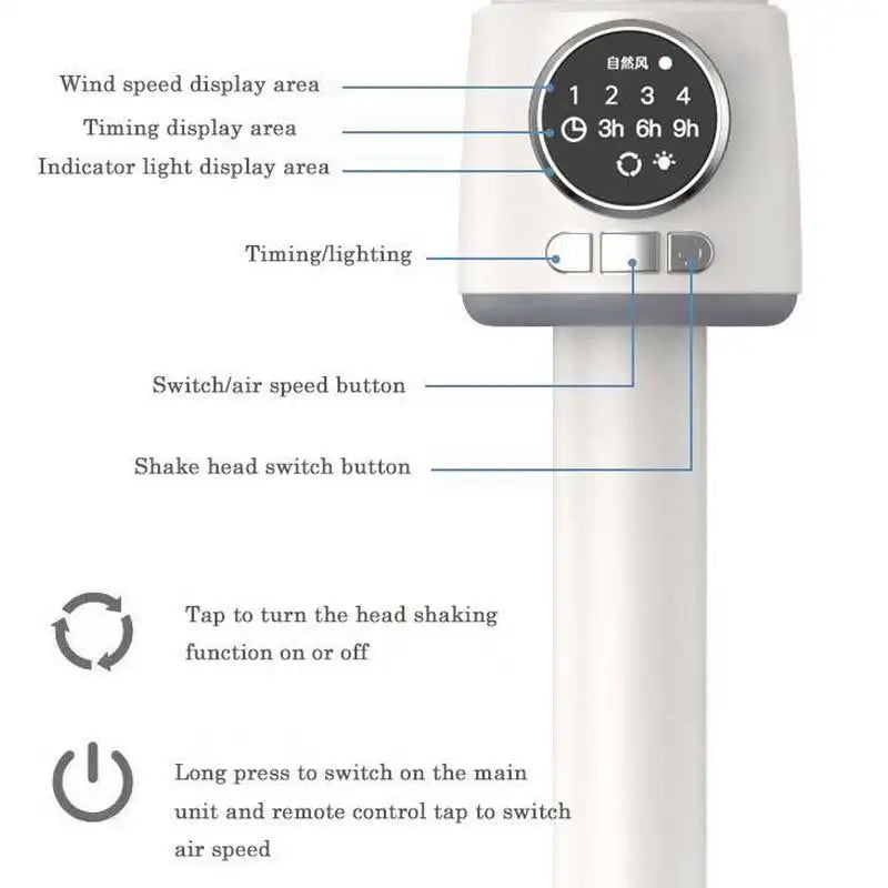 BALASHOV USB Rechargeable Floor Fan With Timed Low Noise Cooling