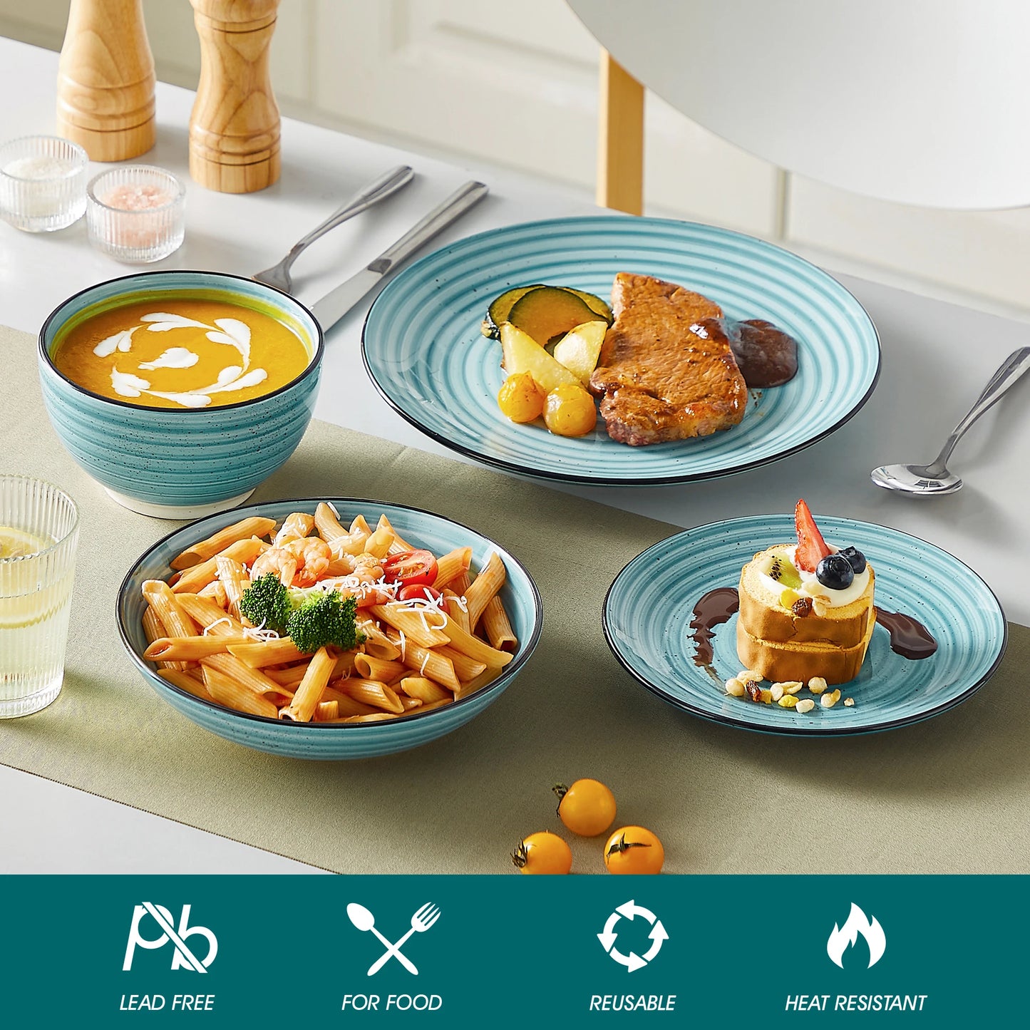 MALACASA Hand Painted Spiral Dinnerware Set 24 To 48 Piece
