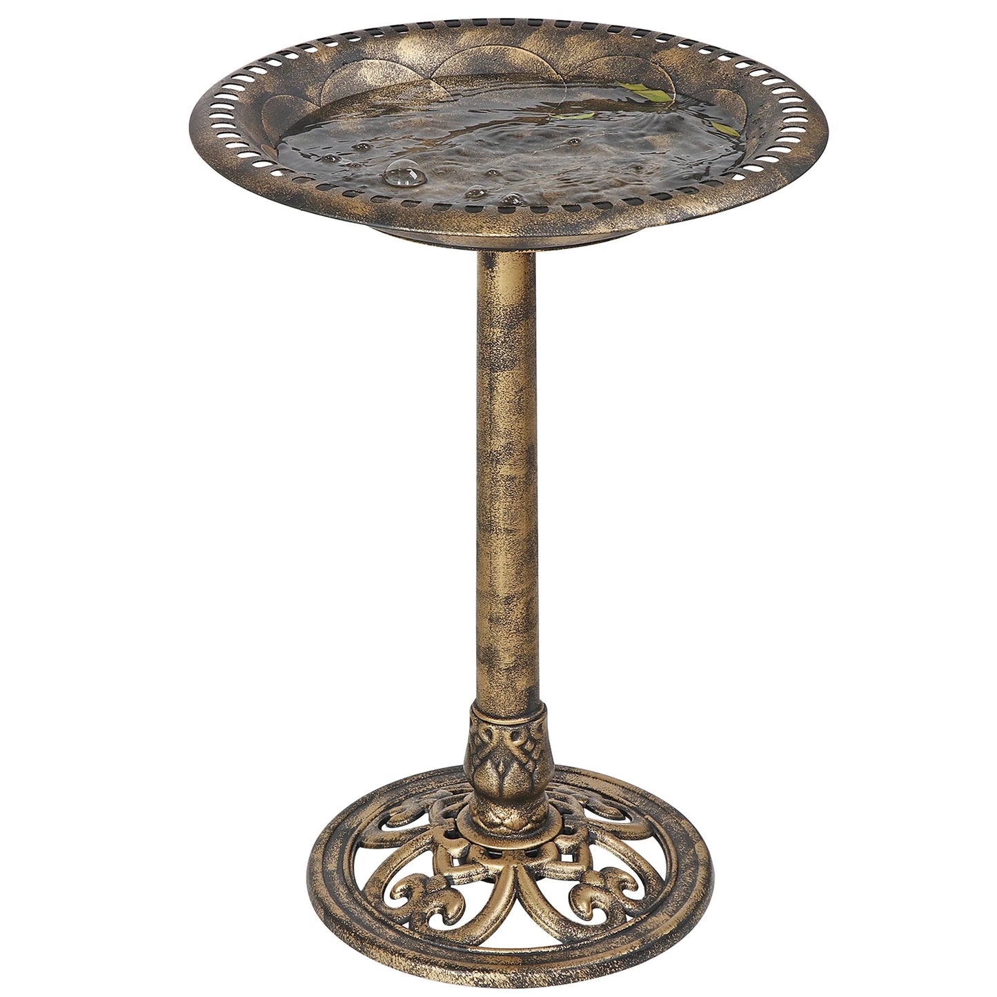 Pedestal Bird Bath Freestanding Antique Green Garden Decor