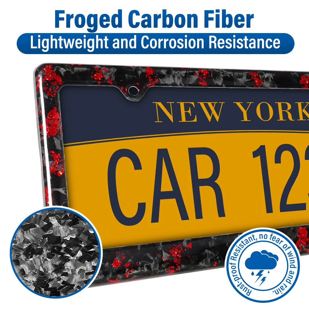 Forged Carbon Fiber License Plate Frame With Screw Caps