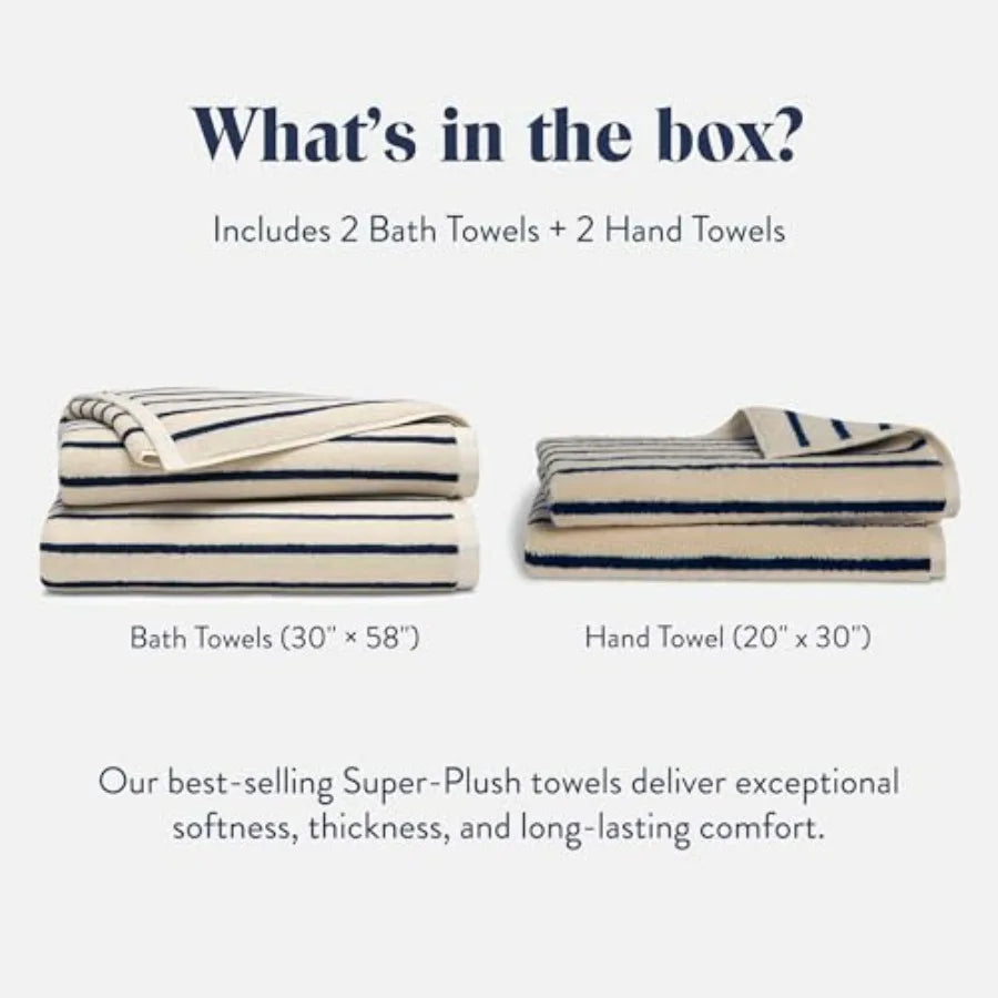 Striped Turkish Cotton Bath Hand Towel Set Super Absorbent