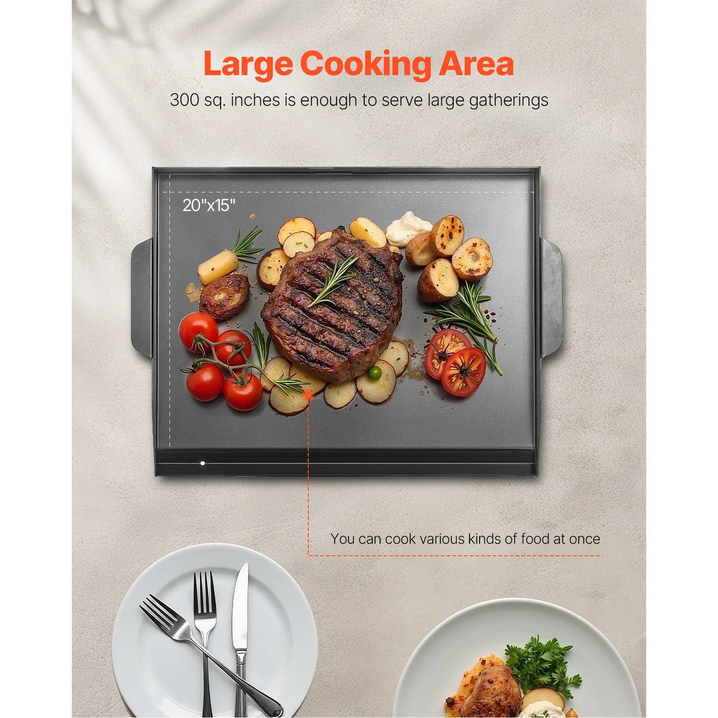 SucceBuy Carbon Steel Griddle Universal Flat Top For Gas Grills