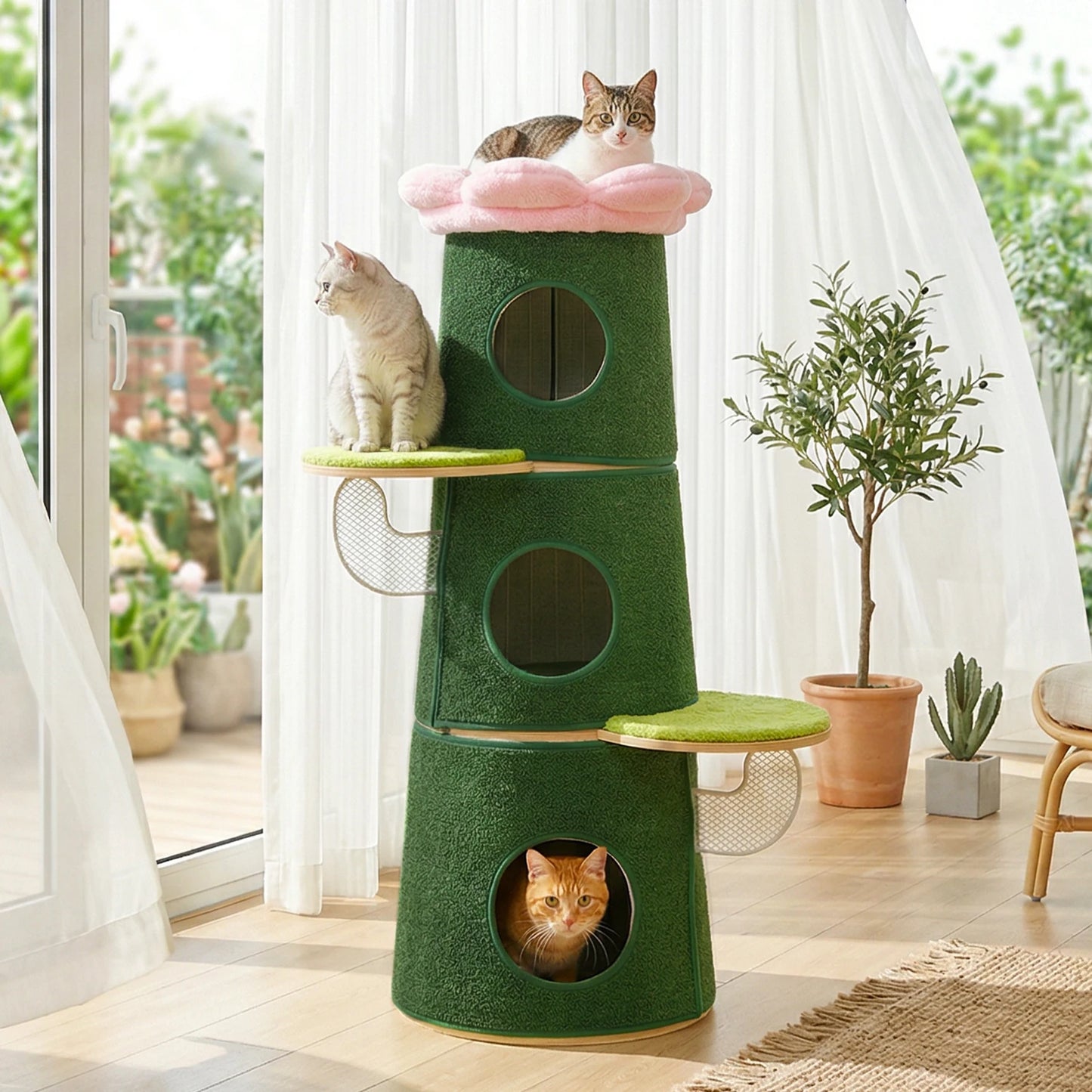 PAWZ Road Modern Cat Tree With Condos Multi Level Indoor Cat Furniture
