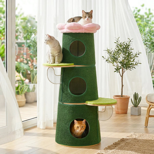 PAWZ Road Modern Cat Tree With Condos Multi Level Indoor Cat Furniture