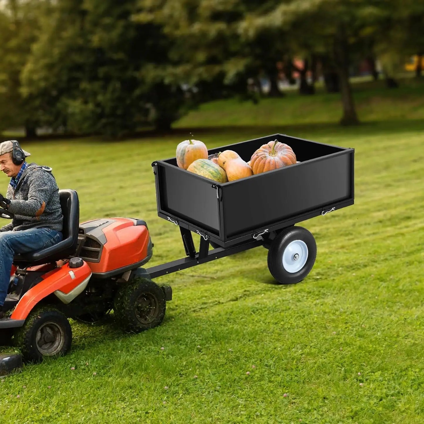 HiMISS 500 Lbs ATV Trailer Dump Cart With Removable Sides