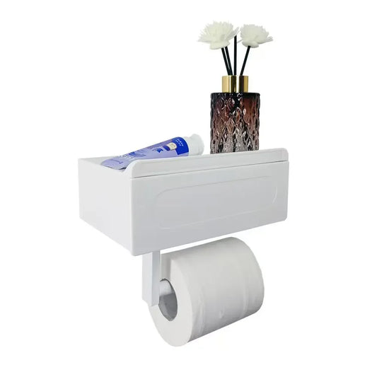 Sleek Wall Mounted Toilet Paper Holder With Shelf Organizes Essentials