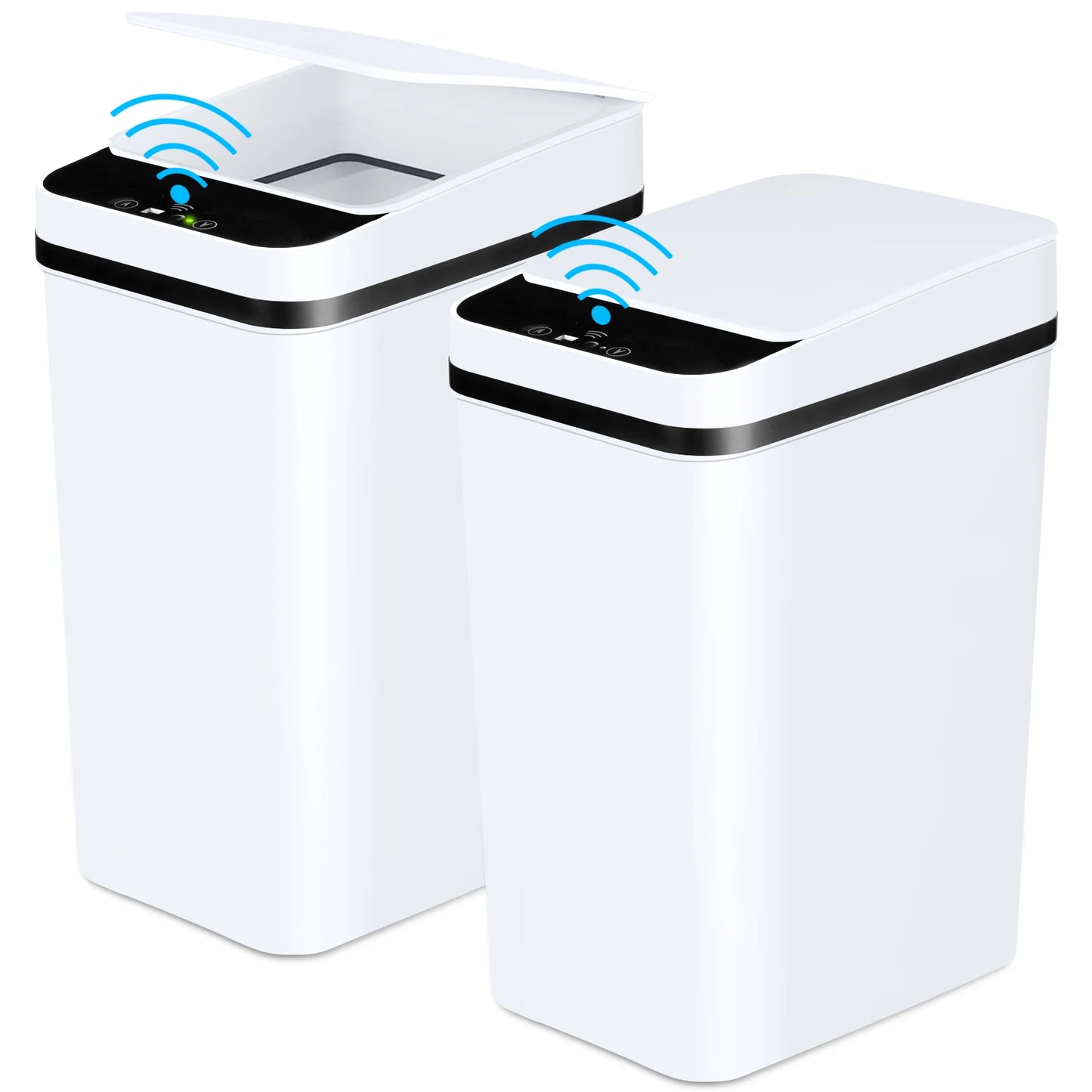 2 Pack 12L Touchless Motion Sensor Trash Cans Slim White