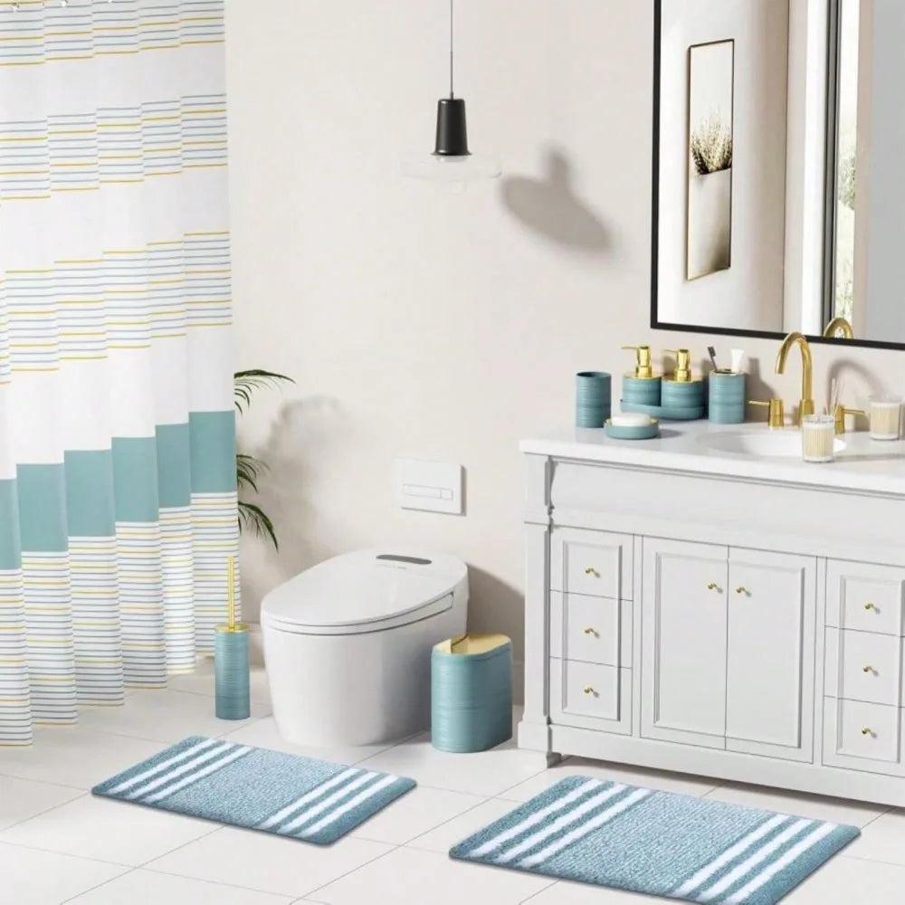 Bathroom 25 Piece Accessory Set With Shower Curtain And Rugs
