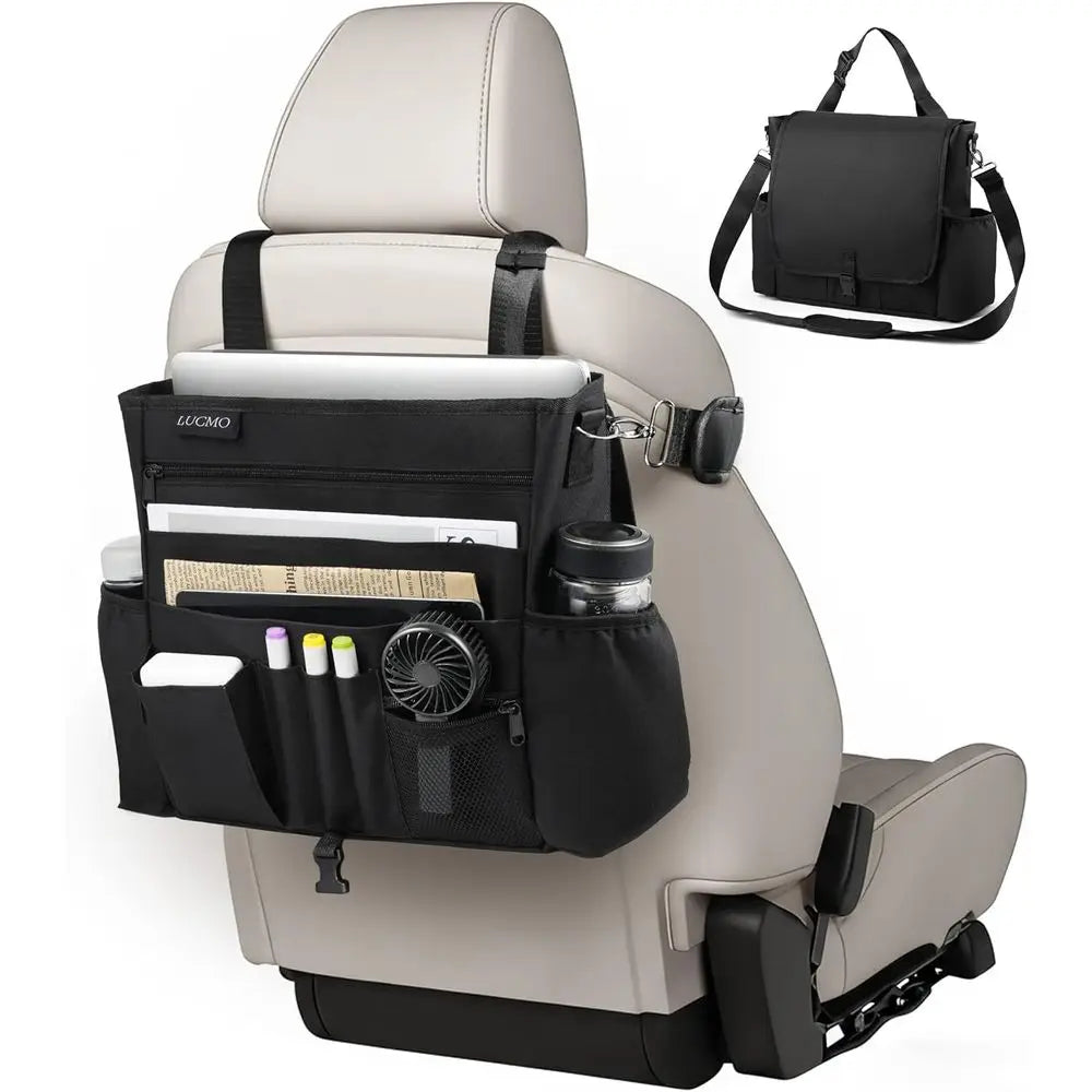 Car Seat Back Organizer With Laptop And Tablet Storage Pockets
