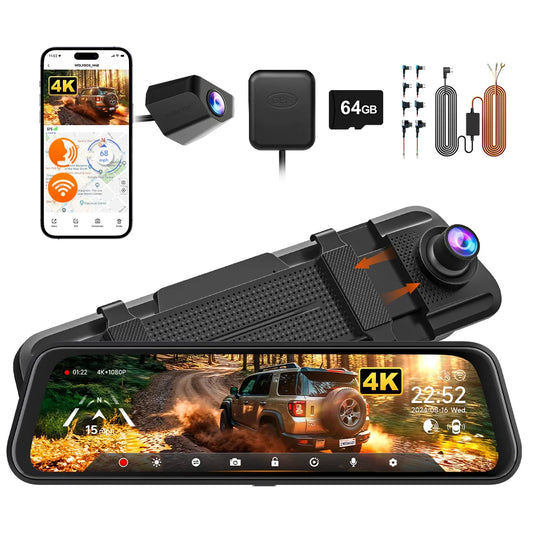 WOLFBOX M40 Dash Cam 4K+1080P With Voice Control And GPS