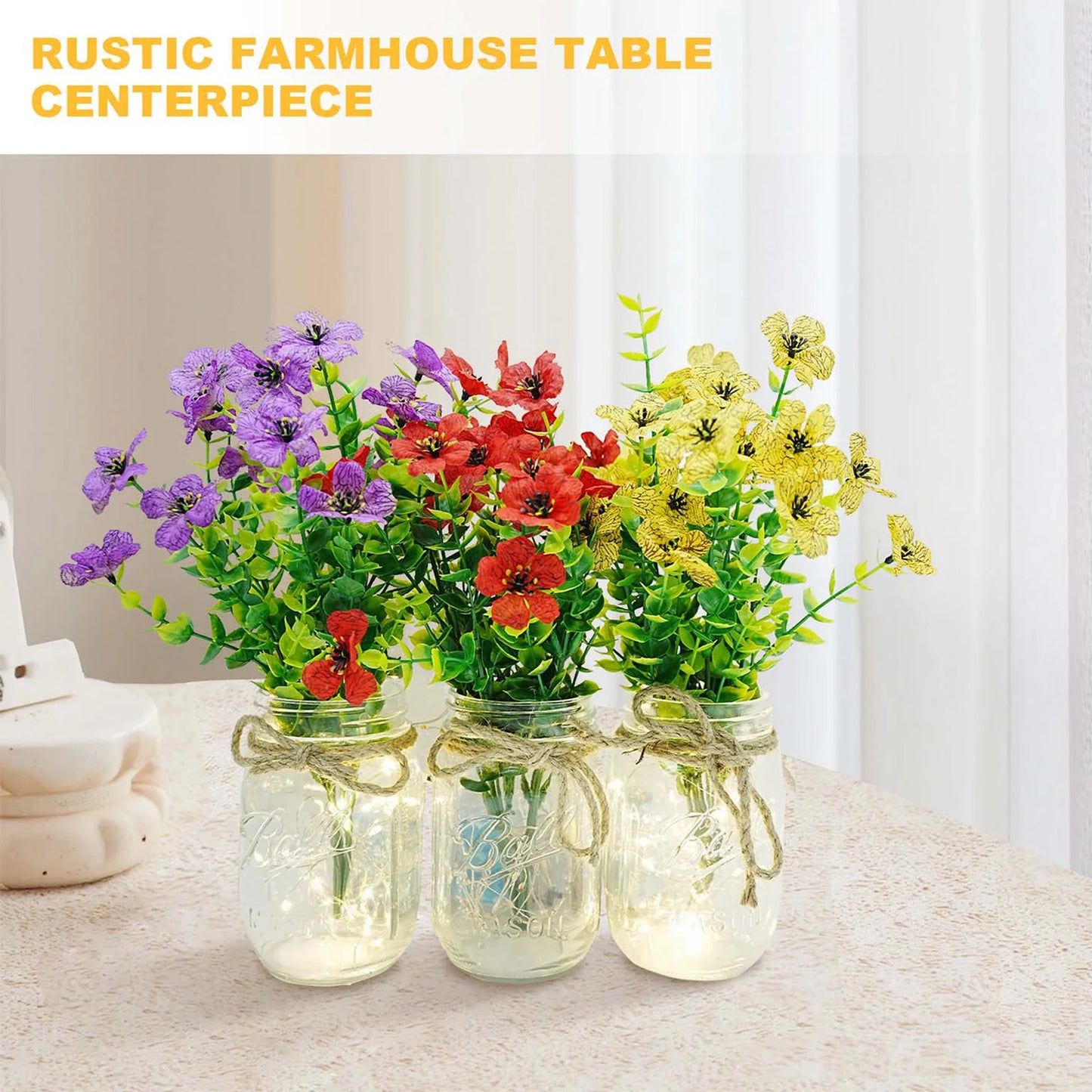 HiMISS 6 Piece Mason Jar Centerpiece Kit With LED Lights