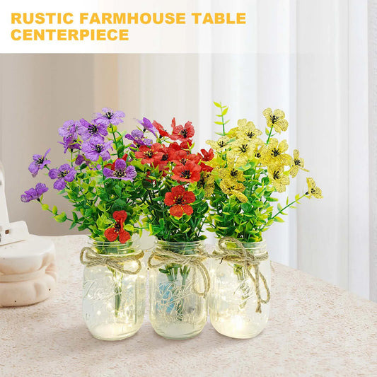 HiMISS 6 Piece Mason Jar Centerpiece Kit With LED Lights